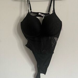 Auden Black Lace Bra Bodysuit